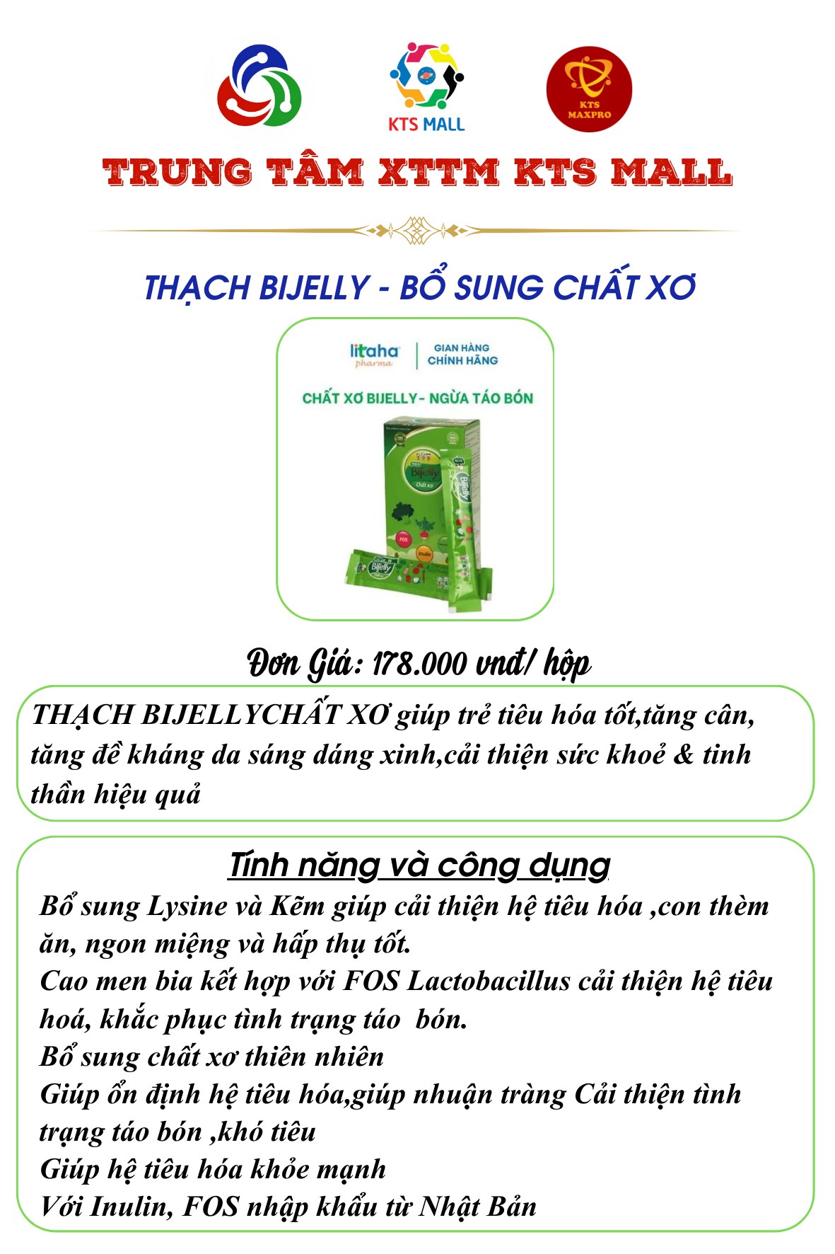 Thạch Bijelly Chất xơ, hỗ trợ tăng cường tiêu hóa, bổ sung chất xơ hòa tan cho cơ thể
