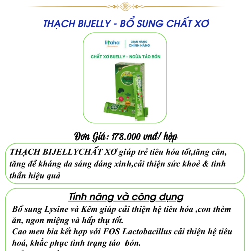 Thạch Bijelly Chất xơ, hỗ trợ tăng cường tiêu hóa, bổ sung chất xơ hòa tan cho cơ thể