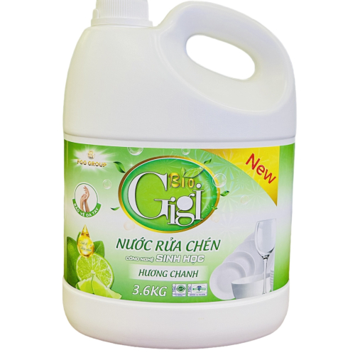 Rửa chén BIO GIGI 3.6kg -  nắp xanh Chanh 